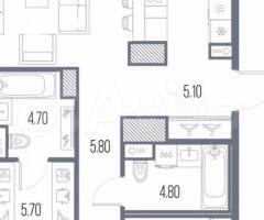 2-к. квартира, 86,3 м², 11/14 эт. - 2