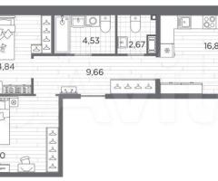 2-к. квартира, 67,3 м², 8/13 эт. - 3