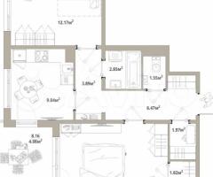 2-к. квартира, 59,9 м², 10/12 эт.