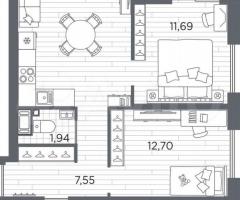 2-к. квартира, 59 м², 7/13 эт. - 3