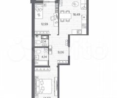 2-к. квартира, 62,6 м², 4/13 эт. - 3