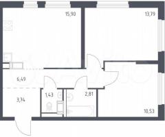 2-к. квартира, 54,7 м², 4/12 эт.