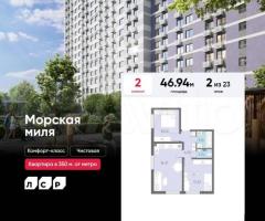2-к. квартира, 46,9 м², 2/23 эт.