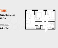 2-к. квартира, 53,9 м², 1/12 эт.