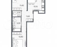 2-к. квартира, 53,3 м², 1/5 эт. - 3