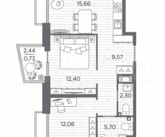 2-к. квартира, 58,4 м², 4/13 эт. - 3