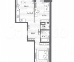 2-к. квартира, 62,6 м², 4/13 эт. - 3
