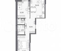 2-к. квартира, 62,7 м², 4/13 эт. - 3