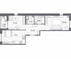2-к. квартира, 56,8 м², 4/13 эт. - 3