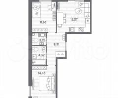 2-к. квартира, 57,9 м², 5/7 эт. - 3