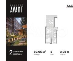 2-к. квартира, 80,1 м², 2/8 эт.