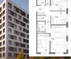 3-к. квартира, 75,2 м², 10/10 эт.