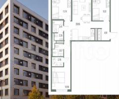 3-к. квартира, 83,6 м², 8/10 эт.