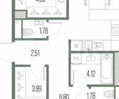 3-к. квартира, 79,2 м², 5/10 эт. - 2