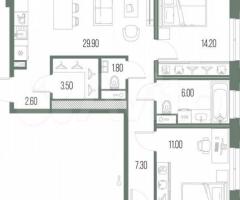 3-к. квартира, 88,6 м², 5/14 эт. - 2