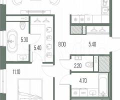 3-к. квартира, 100,8 м², 9/14 эт. - 2
