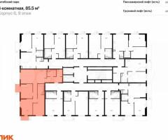 3-к. квартира, 85,5 м², 9/12 эт. - 2