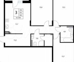 3-к. квартира, 86 м², 2/3 эт. - 3