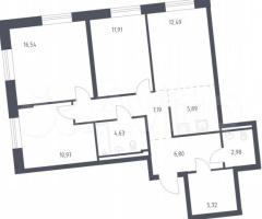 3-к. квартира, 84,7 м², 1/11 эт.