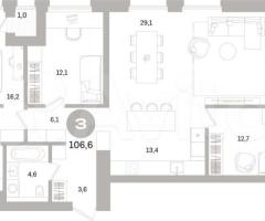 3-к. квартира, 106,6 м², 5/16 эт. - 2