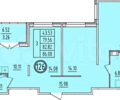 3-к. квартира, 79,6 м², 3/4 эт.