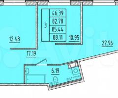 3-к. квартира, 82,8 м², 2/4 эт.