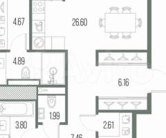 3-к. квартира, 91,9 м², 8/10 эт. - 2