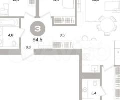 3-к. квартира, 94 м², 4/8 эт. - 2