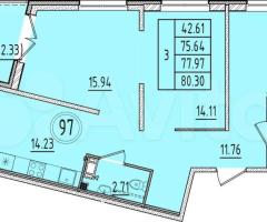 3-к. квартира, 75,6 м², 2/4 эт.