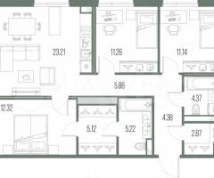 3-к. квартира, 85,9 м², 6/10 эт. - 2