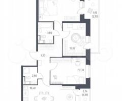 3-к. квартира, 77,4 м², 12/23 эт.