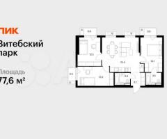 3-к. квартира, 77,6 м², 6/12 эт.
