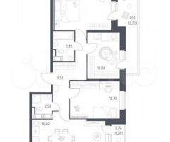 3-к. квартира, 77,1 м², 19/23 эт.