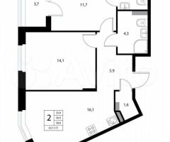 3-к. квартира, 58,8 м², 2/3 эт. - 3