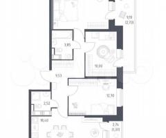 3-к. квартира, 77,1 м², 14/23 эт.