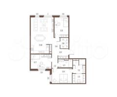 3-к. квартира, 105,7 м², 6/10 эт. - 2