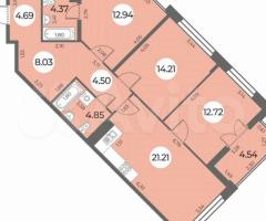 3-к. квартира, 89 м², 10/24 эт.