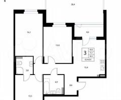 3-к. квартира, 86,5 м², 1/3 эт. - 3