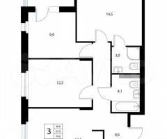 4-к. квартира, 70 м², 2/3 эт. - 3
