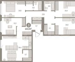 4-к. квартира, 127,6 м², 3/10 эт. - 2